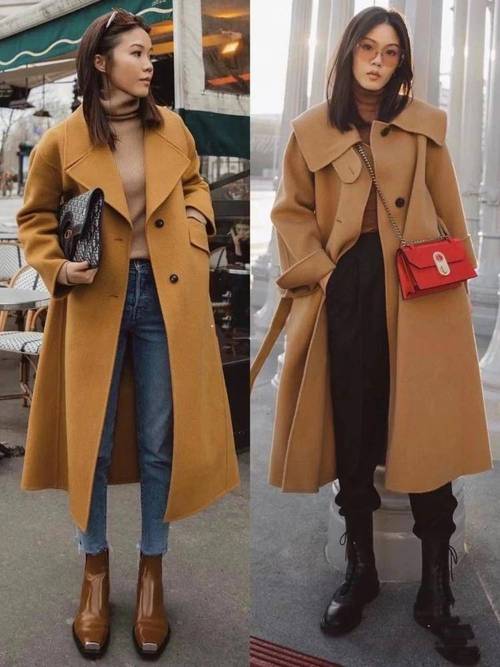 土色大衣怎么搭配图片