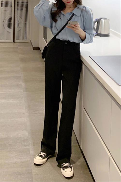 黑色直筒裤配什么上衣