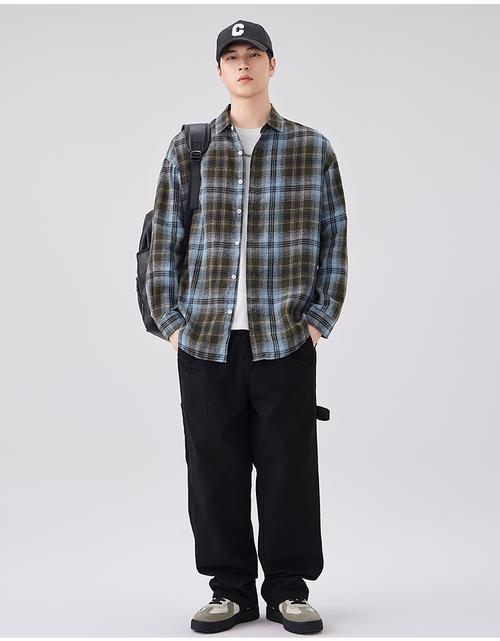 男子棉格子衫怎么搭配