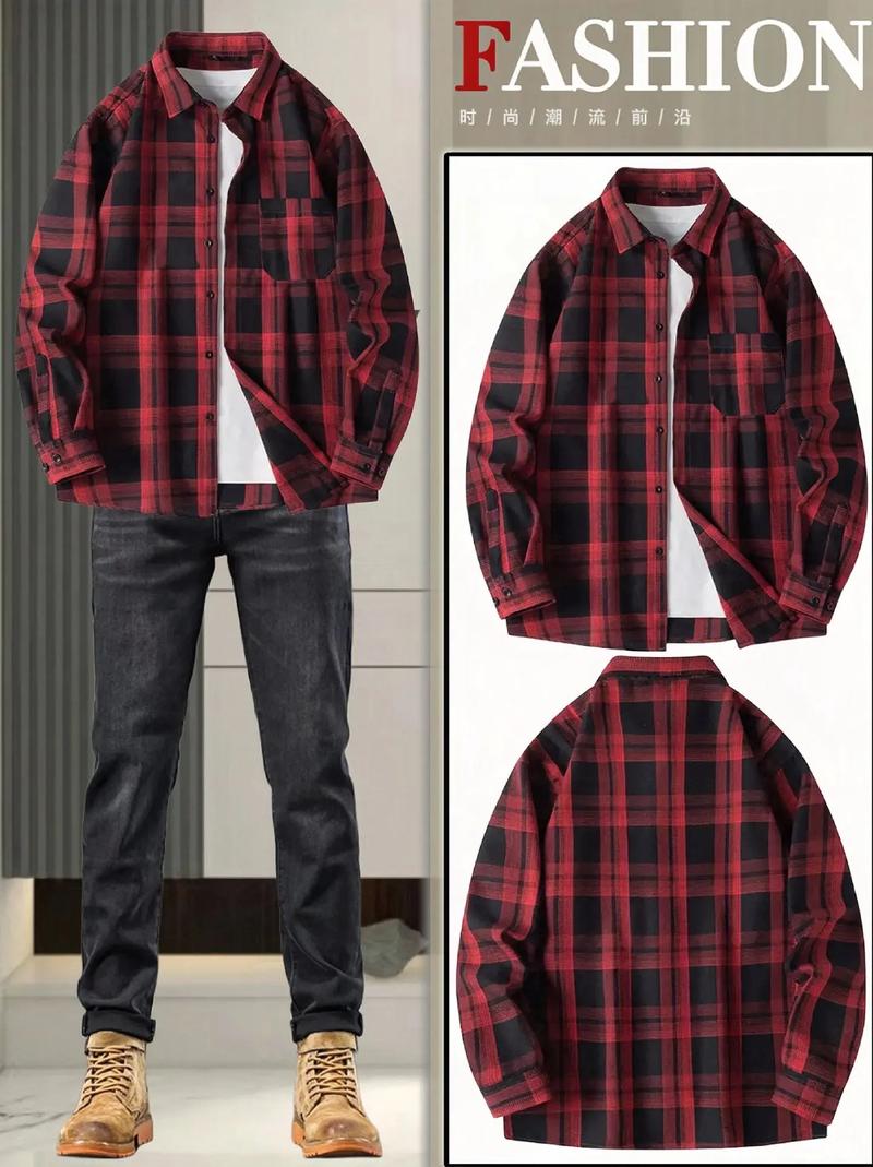 男子棉格子衫怎么搭配