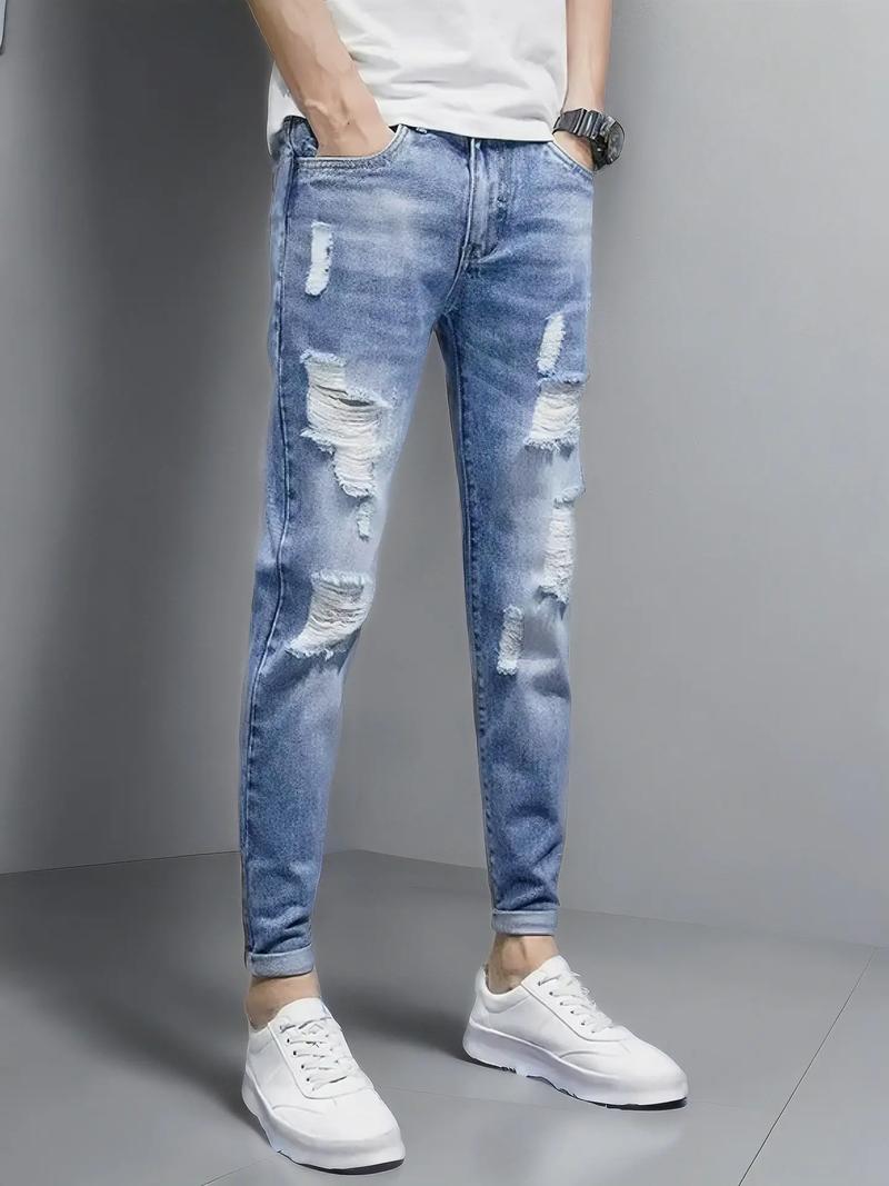 男士破洞裤怎么搭配