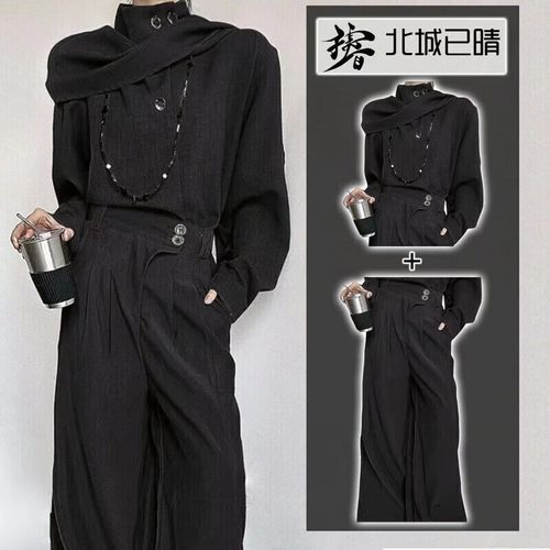 黑色衬衫怎么搭配围巾图片