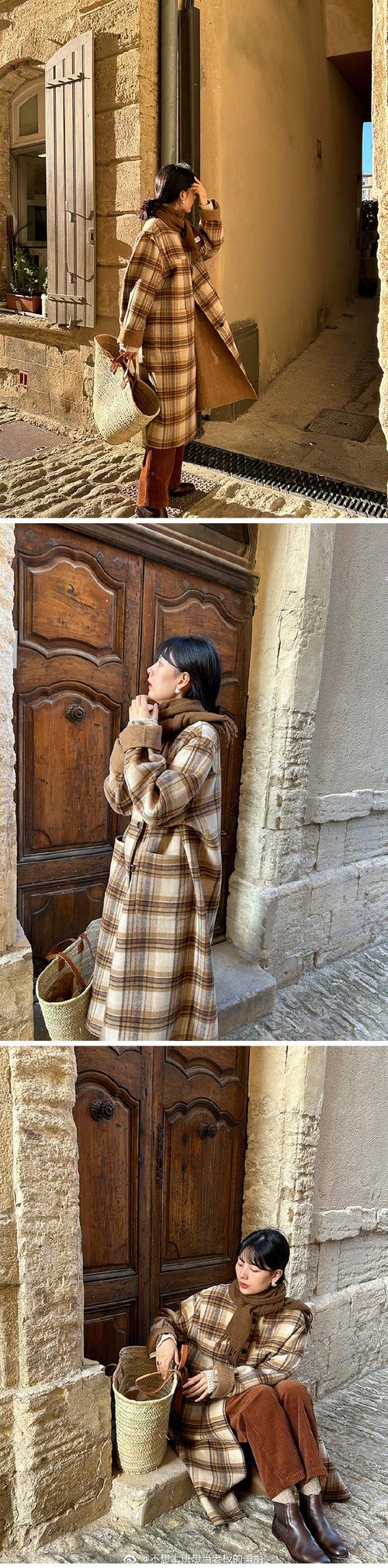 棕色大衣配什么围巾