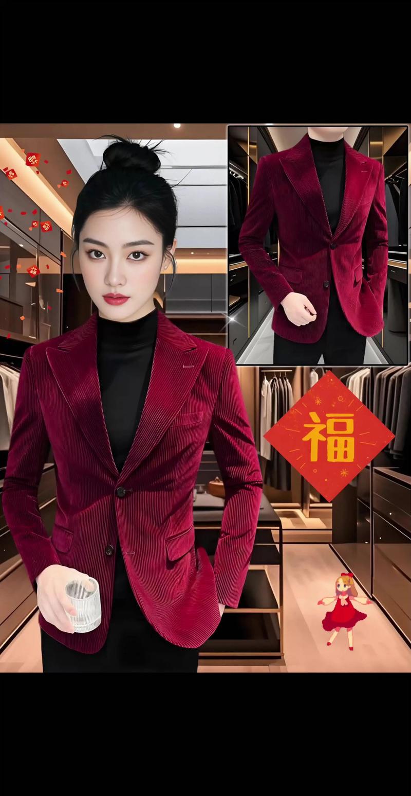 红色竖条纹西装外套怎么搭配