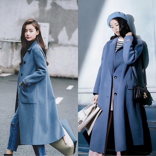 蓝色大衣怎么搭配好看图片