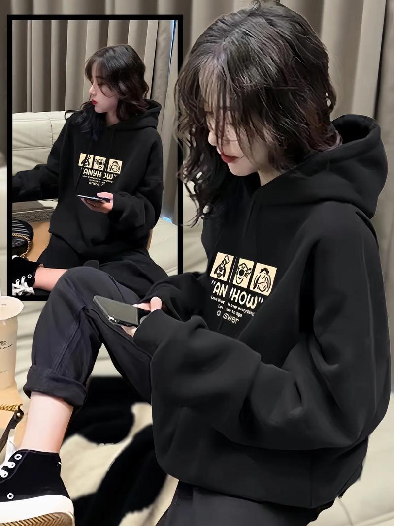 女黑色卫衣怎么搭配图片