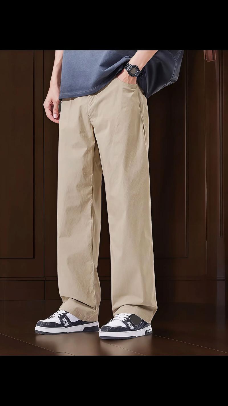 卡其色男裤怎么搭配上衣和鞋子