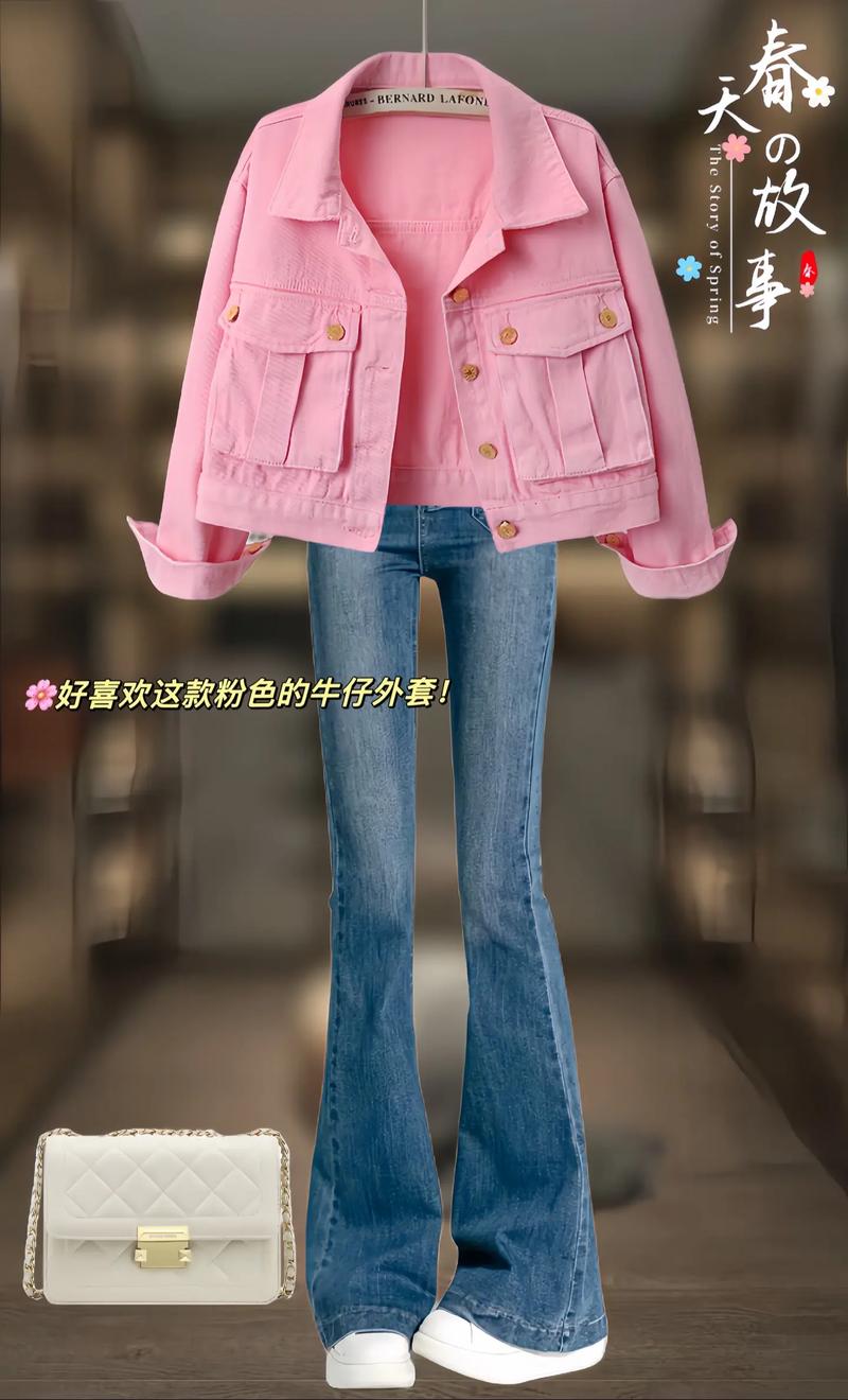 粉色牛仔外套里面怎么搭配图片