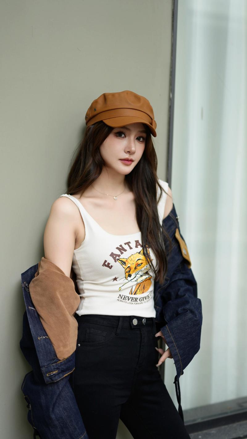 吊带牛仔背心怎么搭配图片