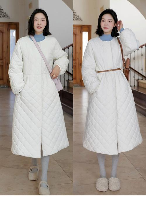 白色长款棉服里面怎么搭配图片
