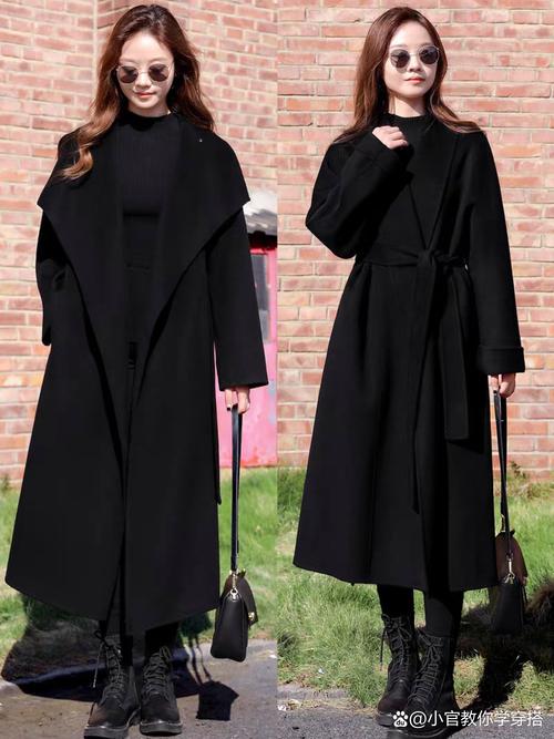 黑色长呢大衣怎么搭配图片