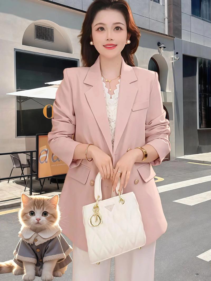 韩版粉色宽松西装怎么搭配