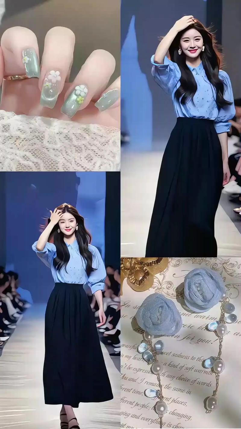 蓝色长裙配什么外套