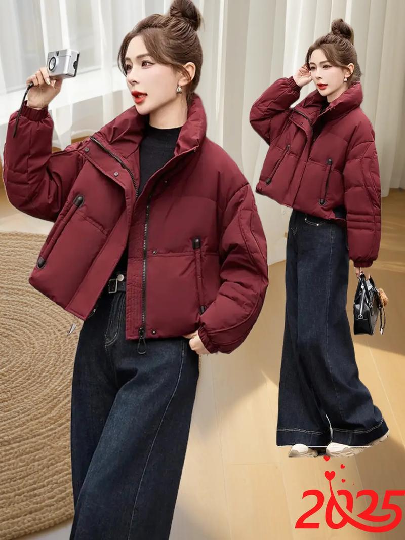 红色短款羽绒服怎么搭配裙子图片大全