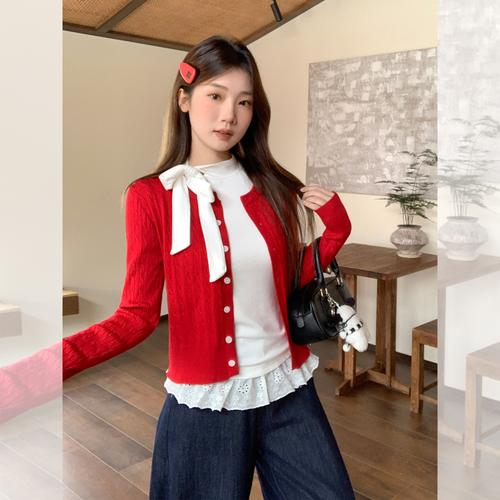 红色韩版毛衣怎么搭配图片