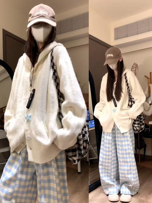 大外套白毛衣怎么搭配图片