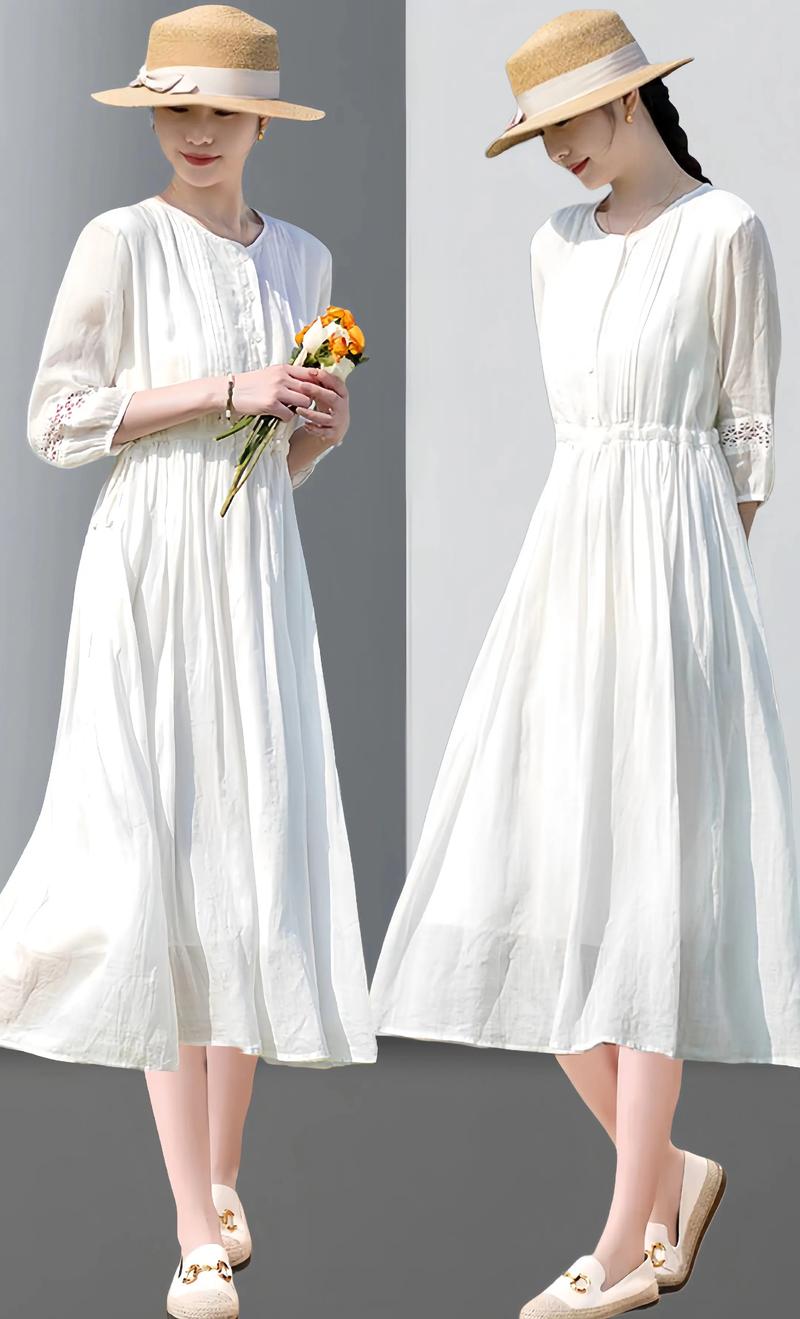 宽松白连衣裙怎么搭配