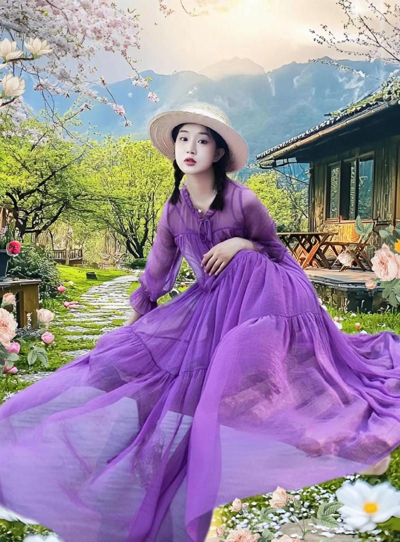 浅紫色连衣裙怎么搭配图片大全