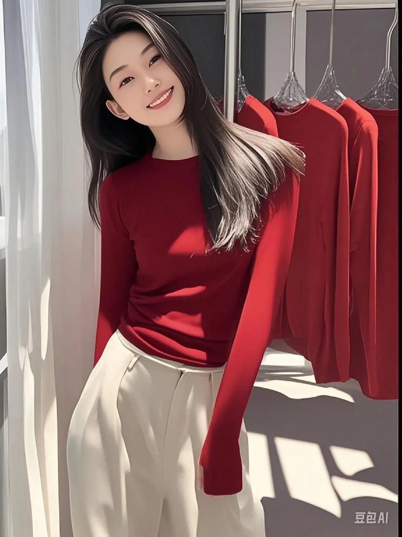 红色打底衫配什么外套