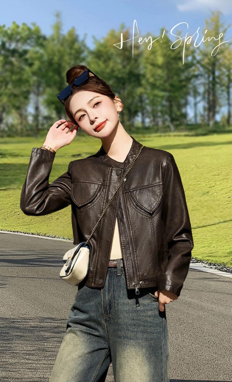 皮衣外套怎么搭配春天