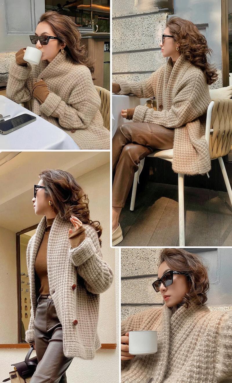 针织毛呢外套里面怎么搭配图片