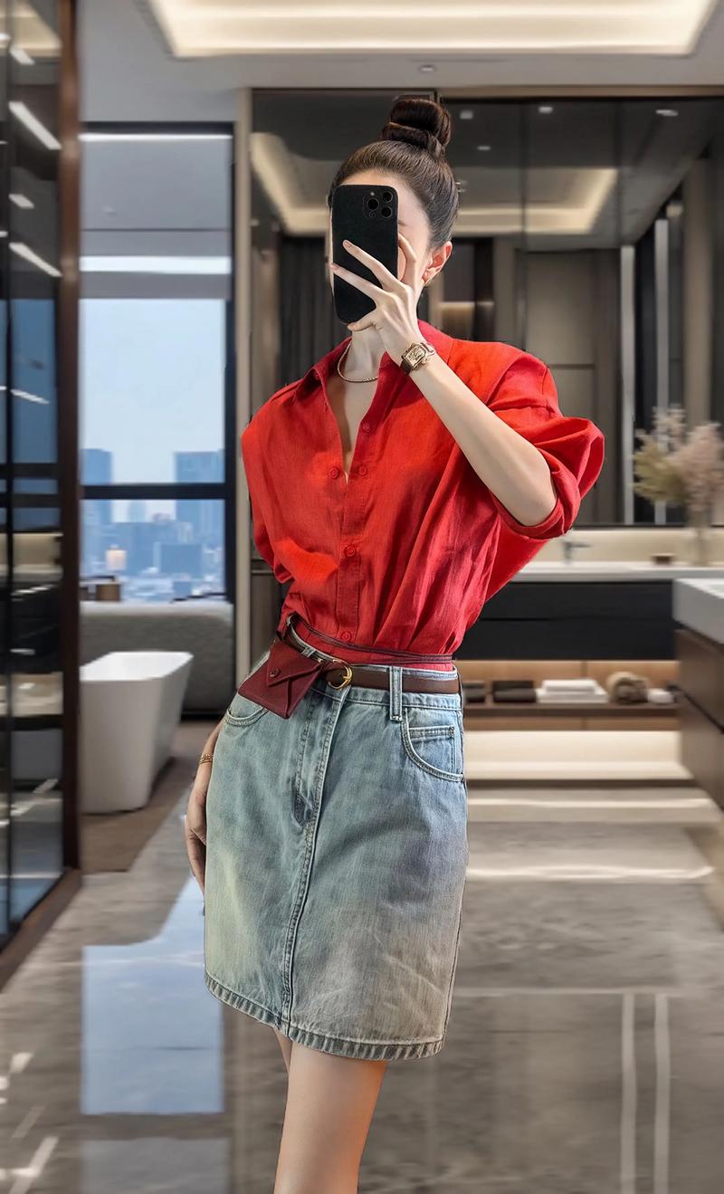 大红色的衬衣怎么搭配图片欣赏