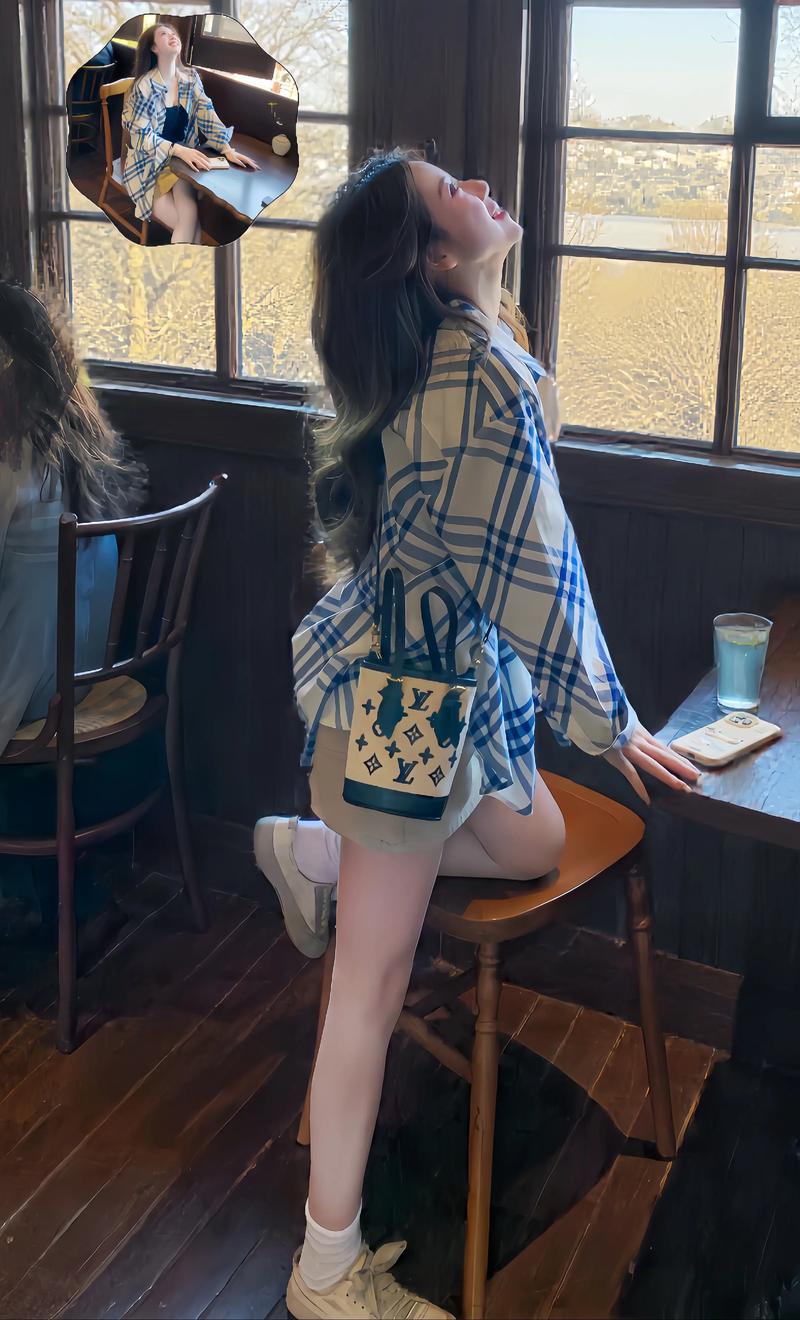 卡其色格子衬衣怎么搭配