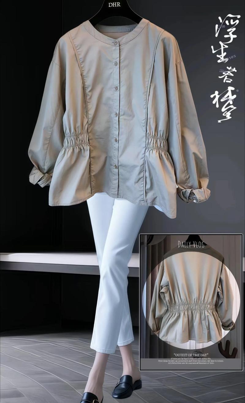 卡其色衬衣怎么搭配图片女
