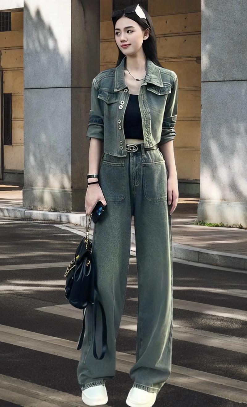 牛仔阔腿裤配什么外套