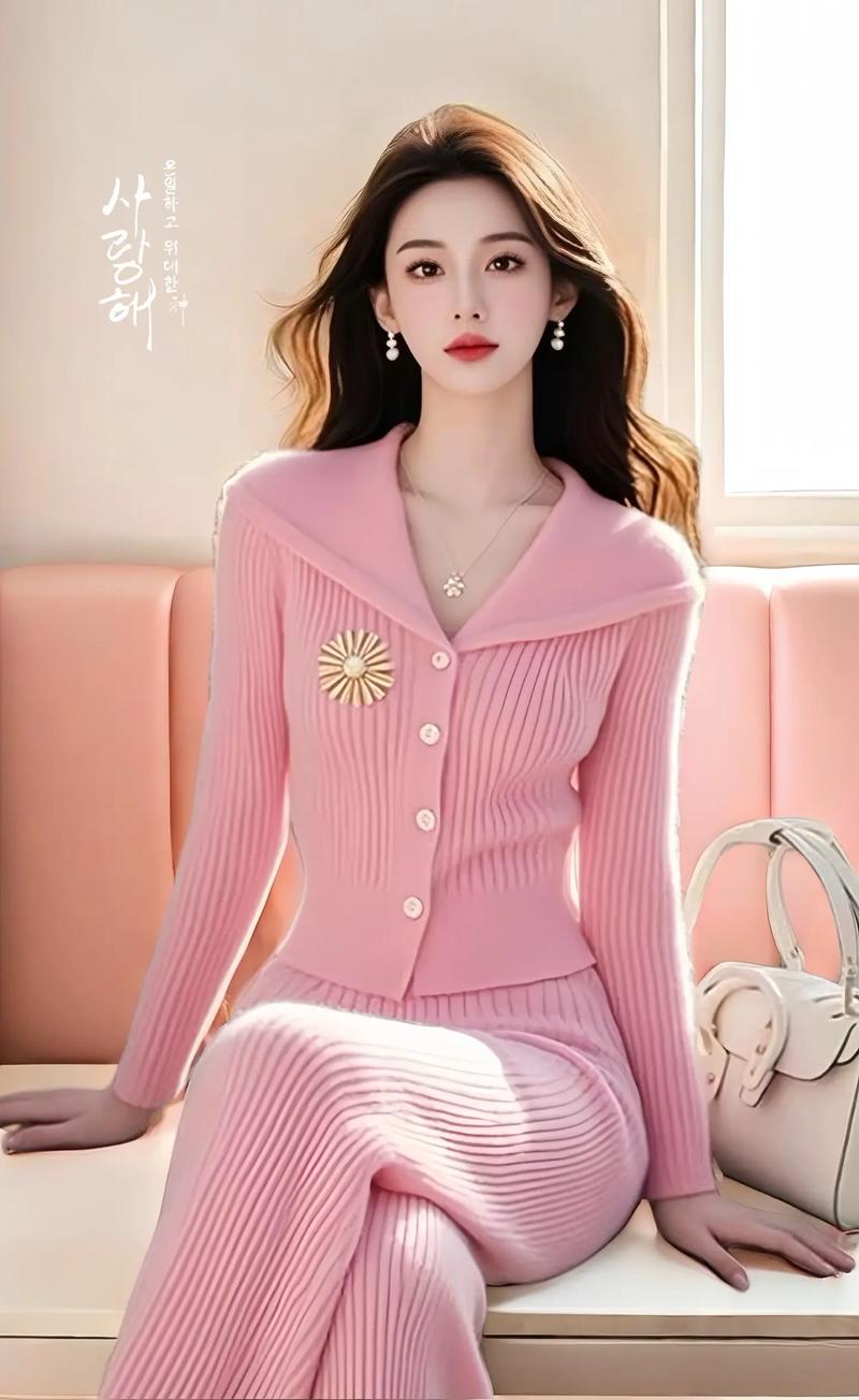 粉色中长款针织衫怎么搭配什么裤子