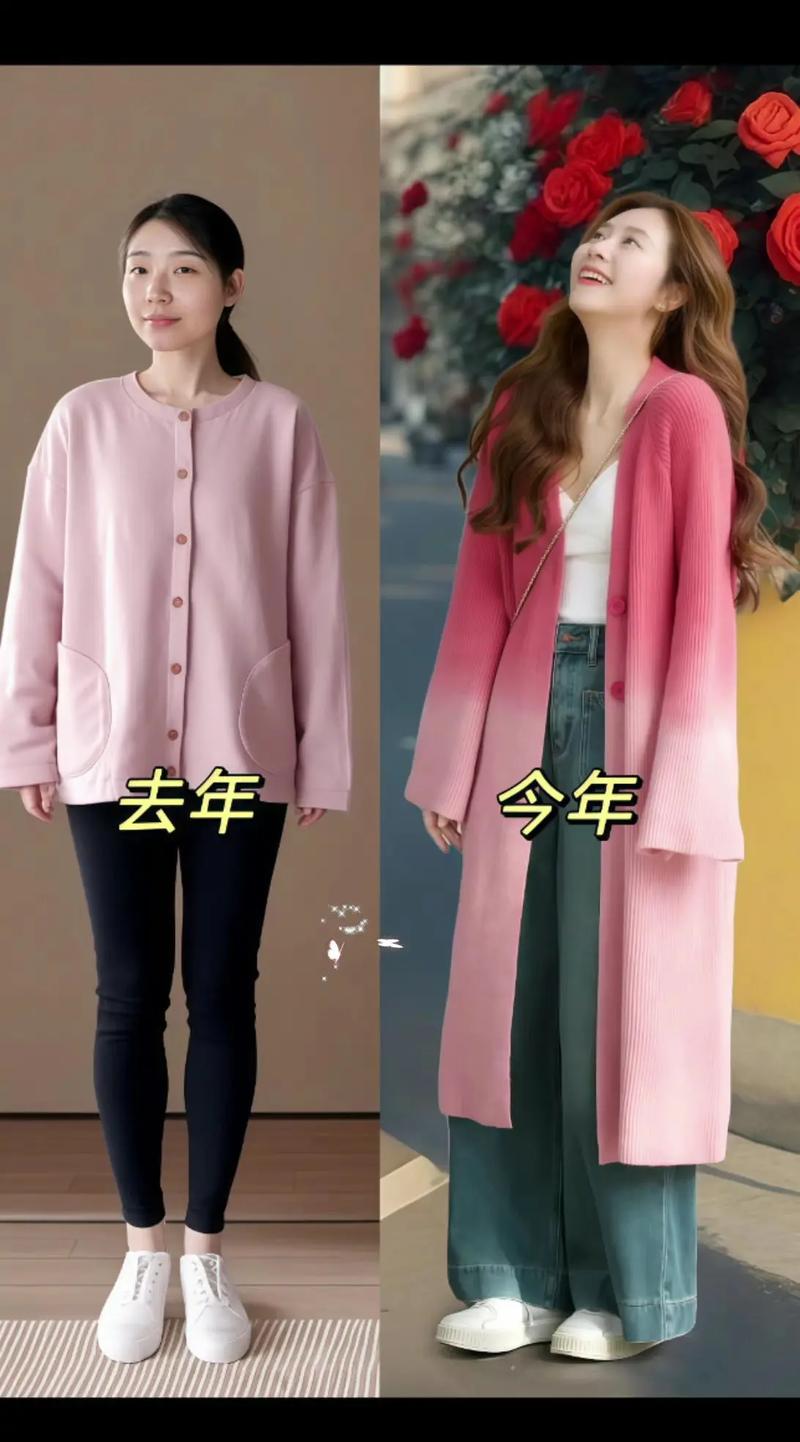 粉红针织开衫长款怎么搭配