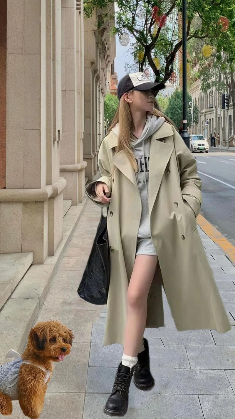 卡其色中长款风衣怎么搭配好看图片