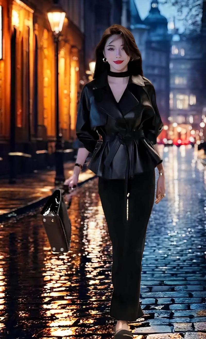 黑色皮上衣怎么搭配图片女