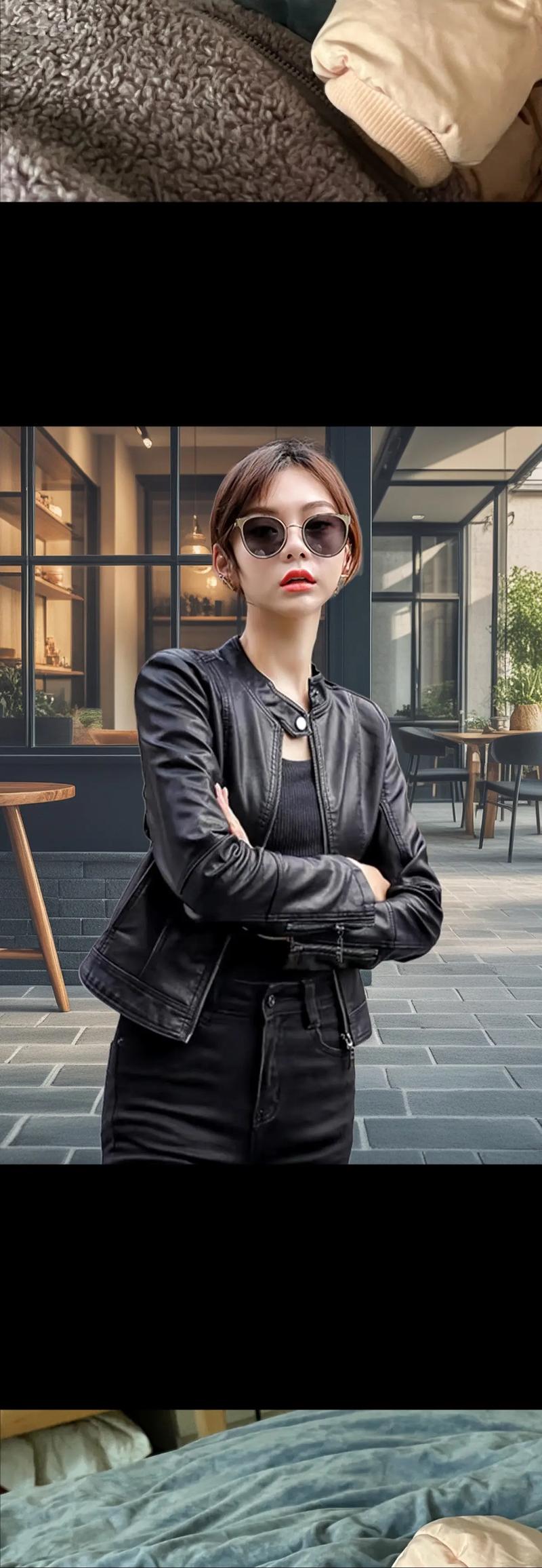 黑色皮上衣怎么搭配图片女