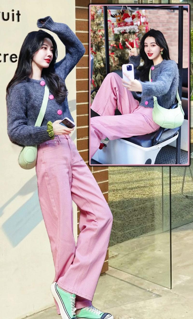 粉红色上衣配什么裤子