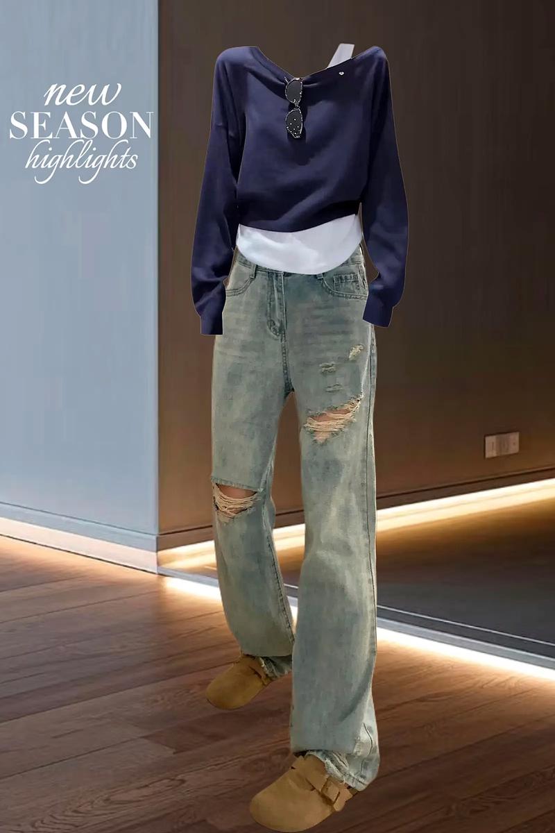 宽洞牛仔裤怎么搭配外套