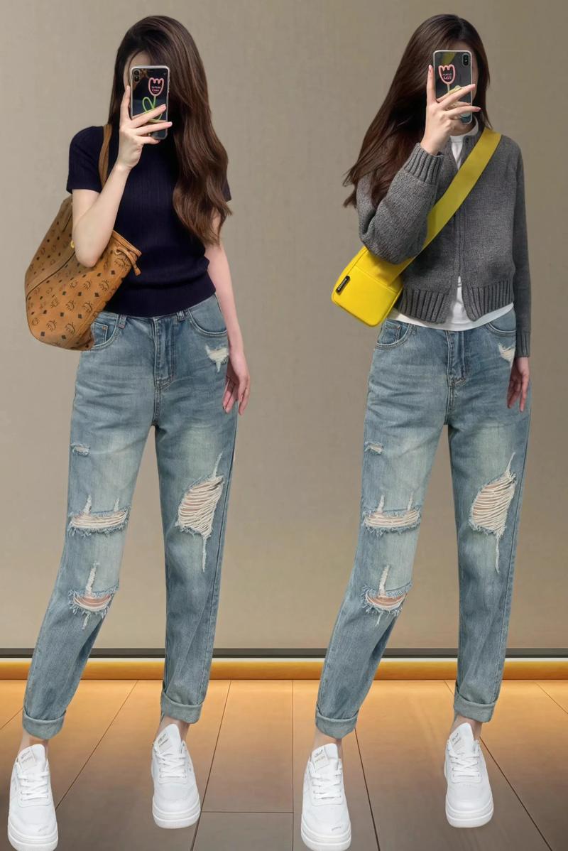 宽洞牛仔裤怎么搭配外套