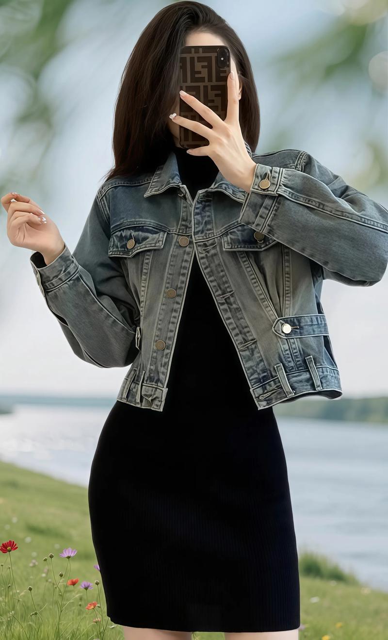 宽松牛仔短外套怎么搭配图片