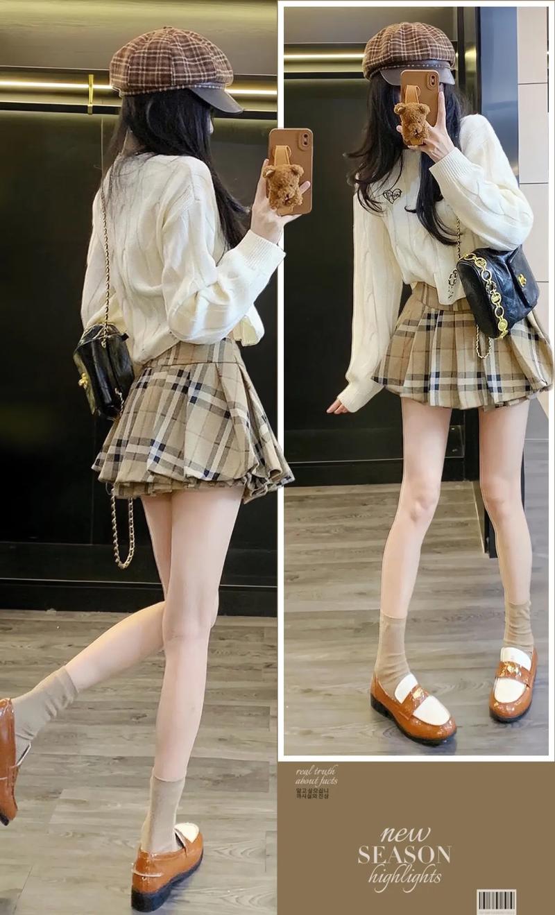 格子百褶裙怎么搭配什么外套好看