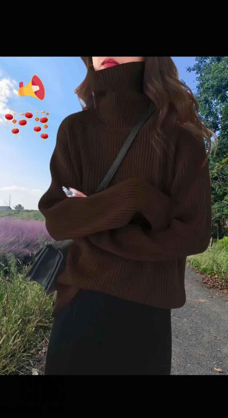 咖啡色外套毛衣里面怎么搭配图片