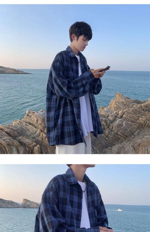 男士长款格子衬衫怎么搭配图片