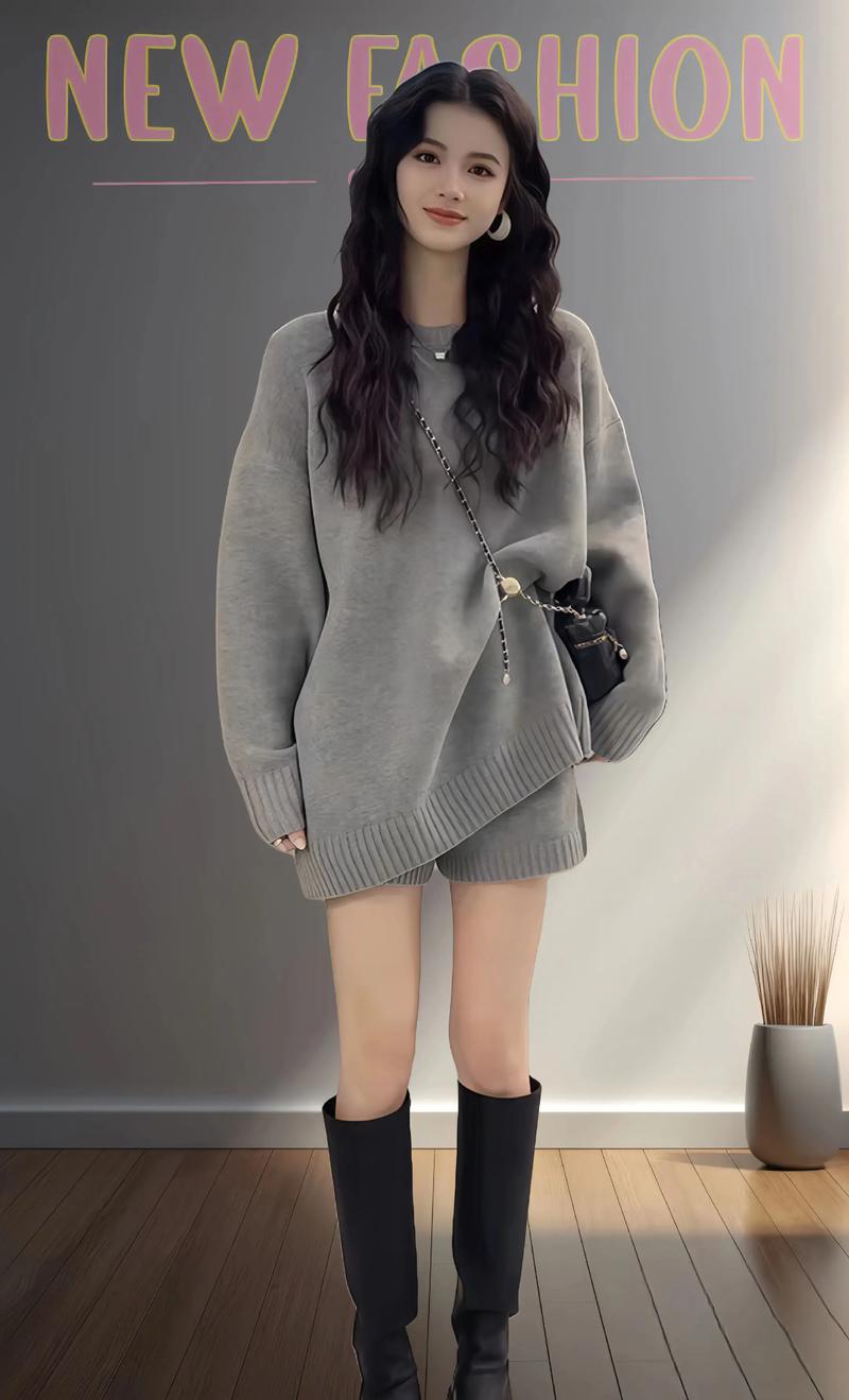 套头针织外套怎么搭配什么裤子好看图片欣赏