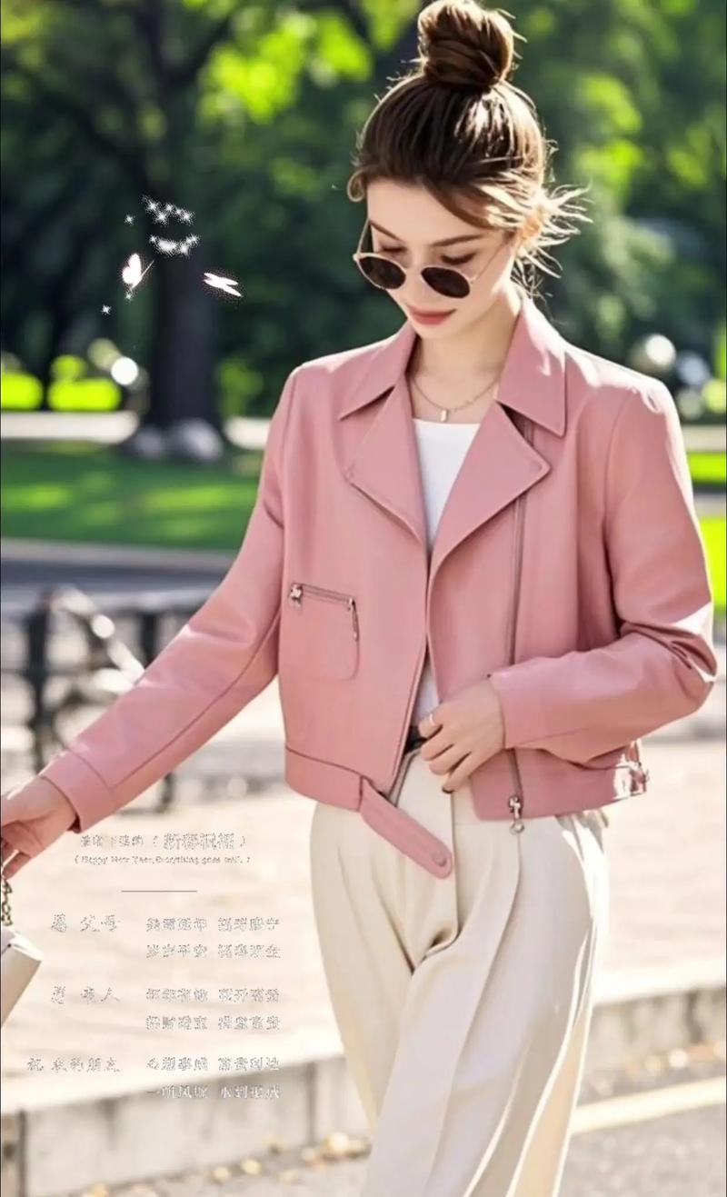 粉红色皮外套怎么搭配好看