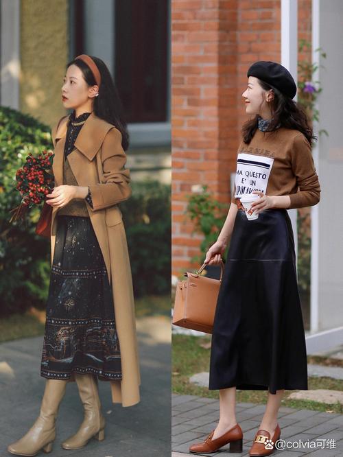 驼色长袖连衣裙怎么搭配外套