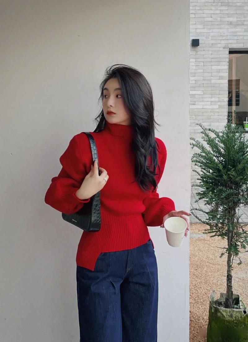 红色上衣怎么搭配裤子图片