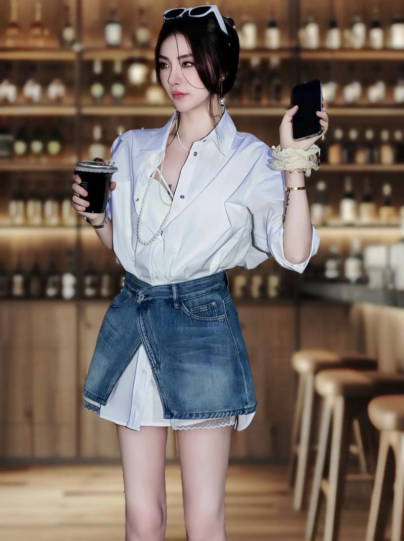 白色复古衬衣怎么搭配图片