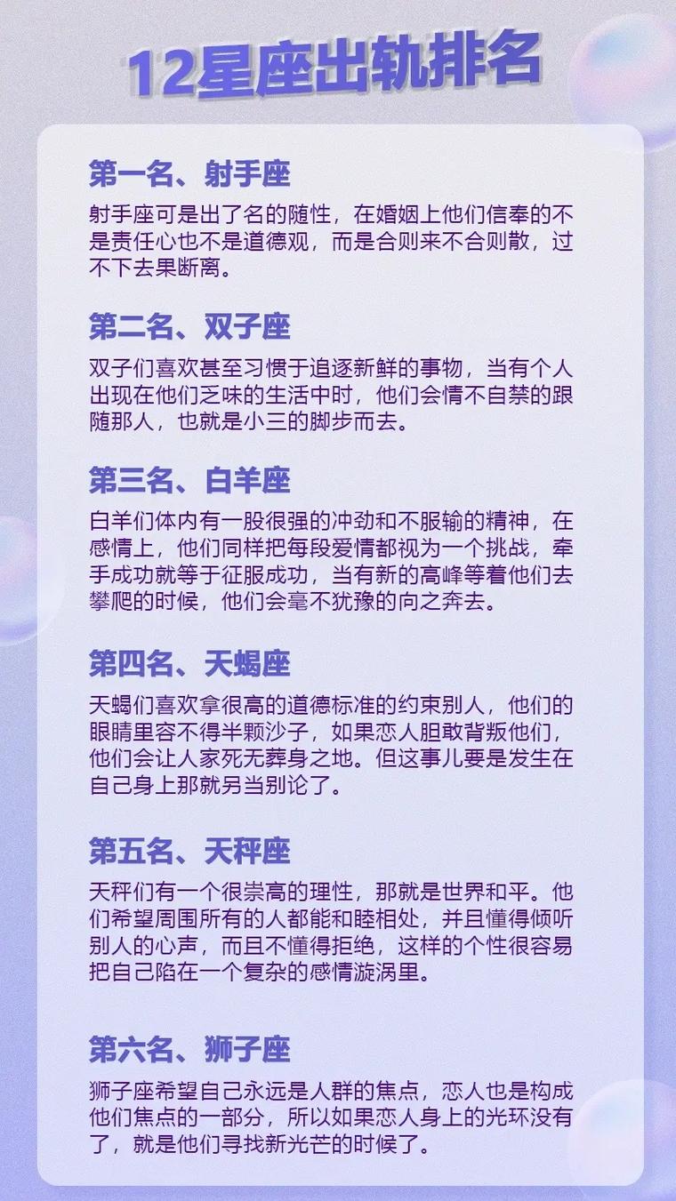 什么星座容易出轨