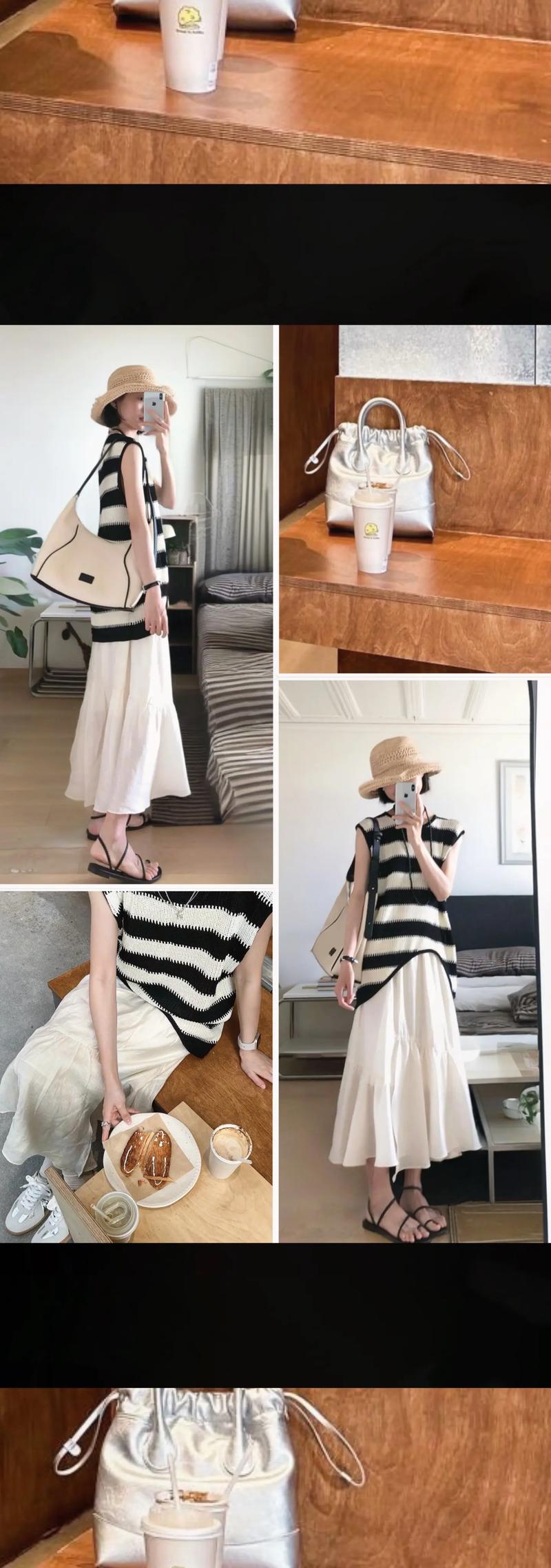 条纹针织半裙怎么搭配图片
