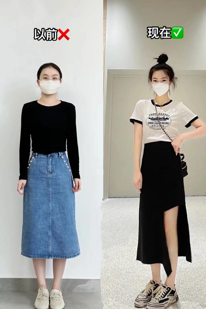 牛仔a字裙配什么上衣