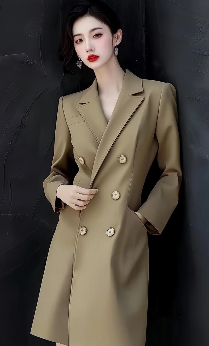 双排扣修身风衣怎么搭配图片